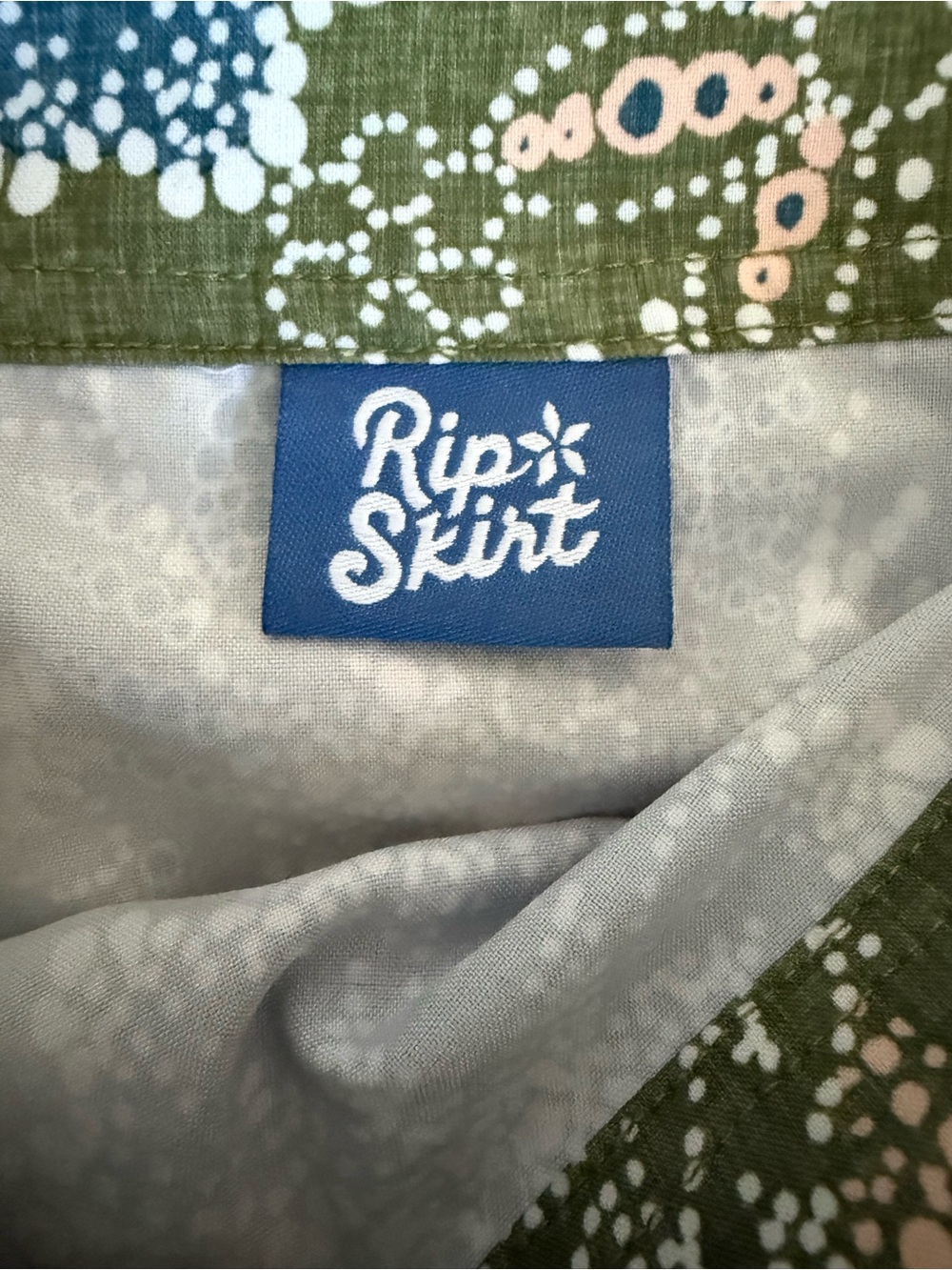 Ripskirt Hawaii Olive and Blue Floral A-Line Skirt - Picture 3 of 5